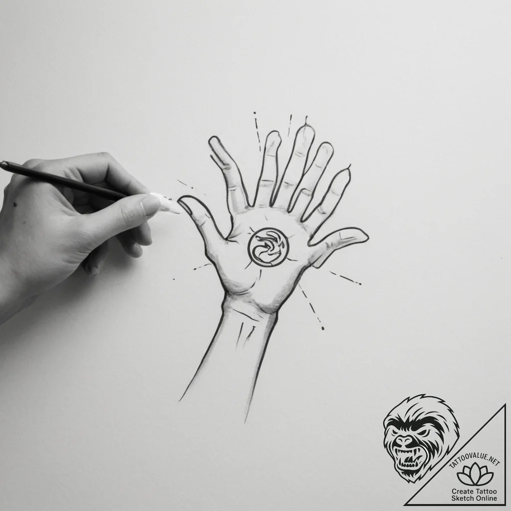 Tattoo sketch a sketch of a hand holding a gl... - tattoo sketch (№1755178983_0, 14.08.2025 13:43) — tattoovalue.net