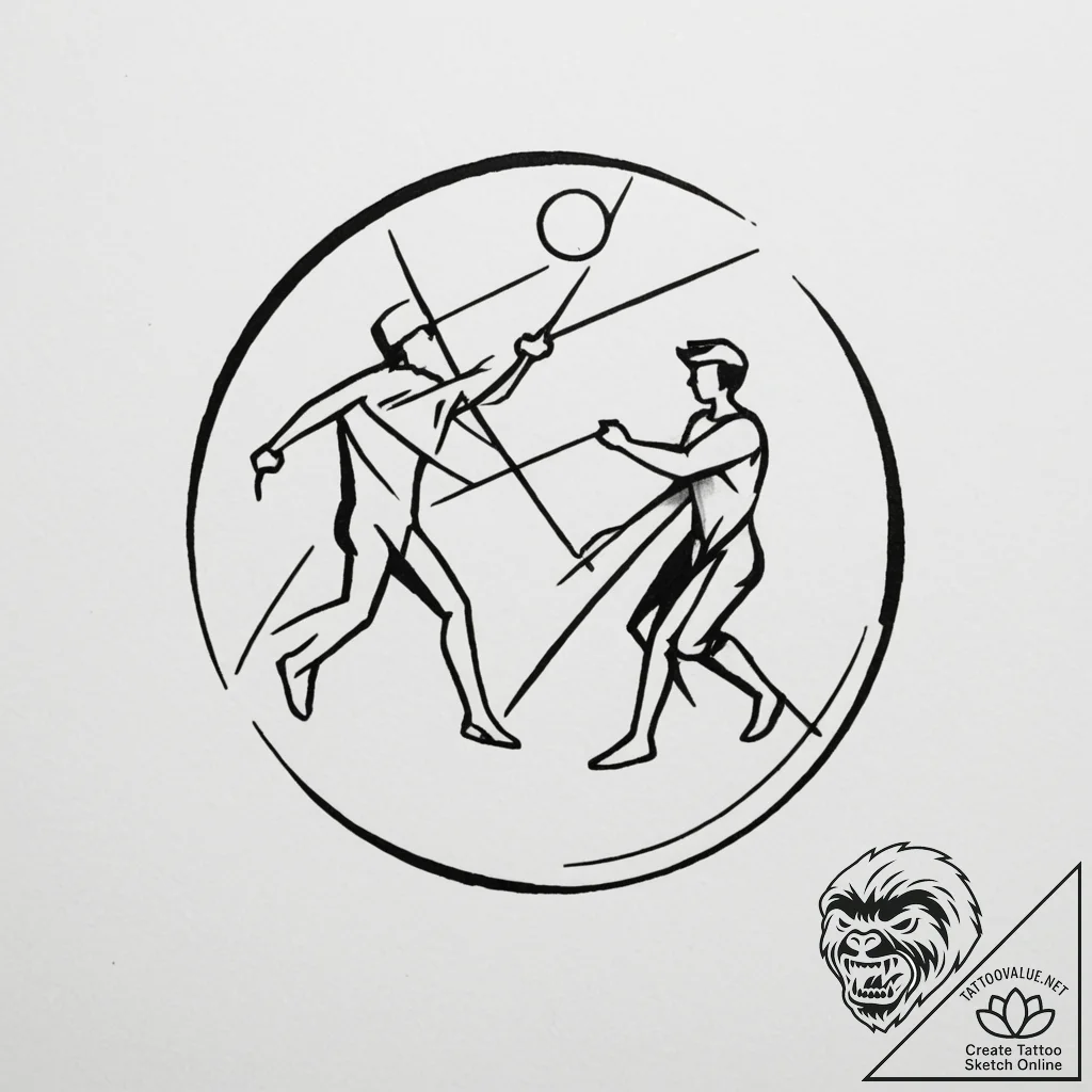Tattoo sketch a glowing "player vs player" sy... - tattoo sketch (№1755179583_0, 14.08.2025 13:53) — tattoovalue.net