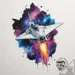 Tattoo sketch a stylized spaceship soaring th… – tattoo sketch (№1755180195_0, 14.08.2025 14:03) — tattoovalue.net