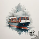 A massive container ship navigating through a… – tattoo sketch (№1755180793_0, 14.08.2025 14:13) — tattoovalue.net