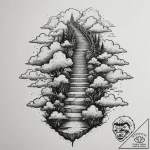 Stairway to the clouds, tattoo flash sheet de… – tattoo sketch (№1755181209_0, 14.08.2025 14:20) — tattoovalue.net