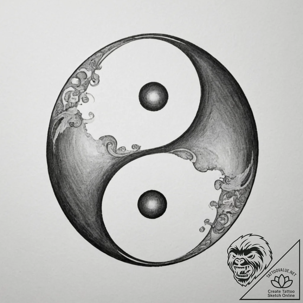 Tattoo sketch a half-yin, half-yang symbol on... - tattoo sketch (№1755181615_0, 14.08.2025 14:26) — tattoovalue.net