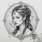 Tattoo sketch: mokosh, depicted as a serene w… – tattoo sketch (№1755182423_0, 14.08.2025 14:40) — tattoovalue.net