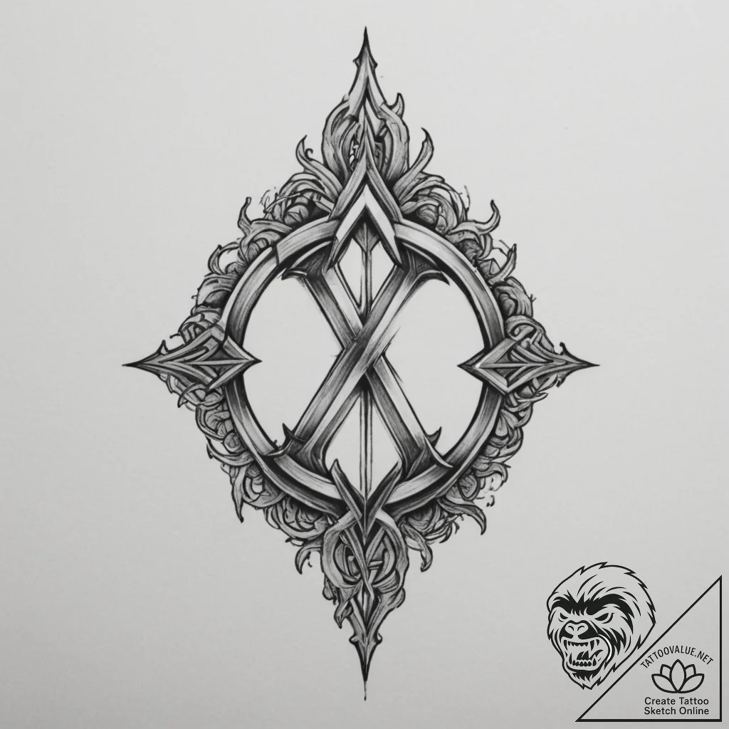 128. tattoo sketch: "rod" rune as a central e... - tattoo sketch (№1755183619_0, 14.08.2025 15:00) — tattoovalue.net