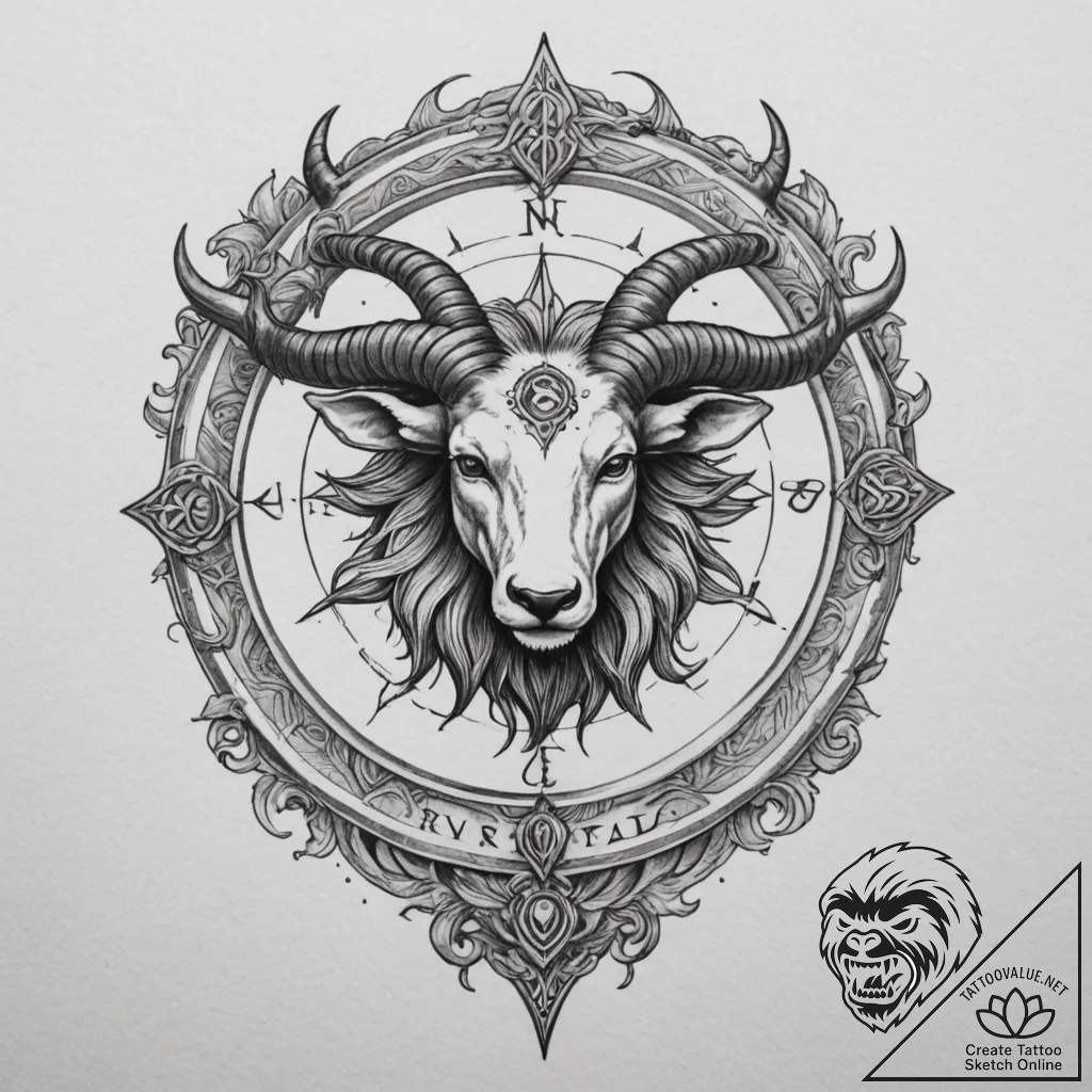 Tattoo sketch a zodiac symbol integrated into... - tattoo sketch (№1755184024_0, 14.08.2025 15:07) — tattoovalue.net