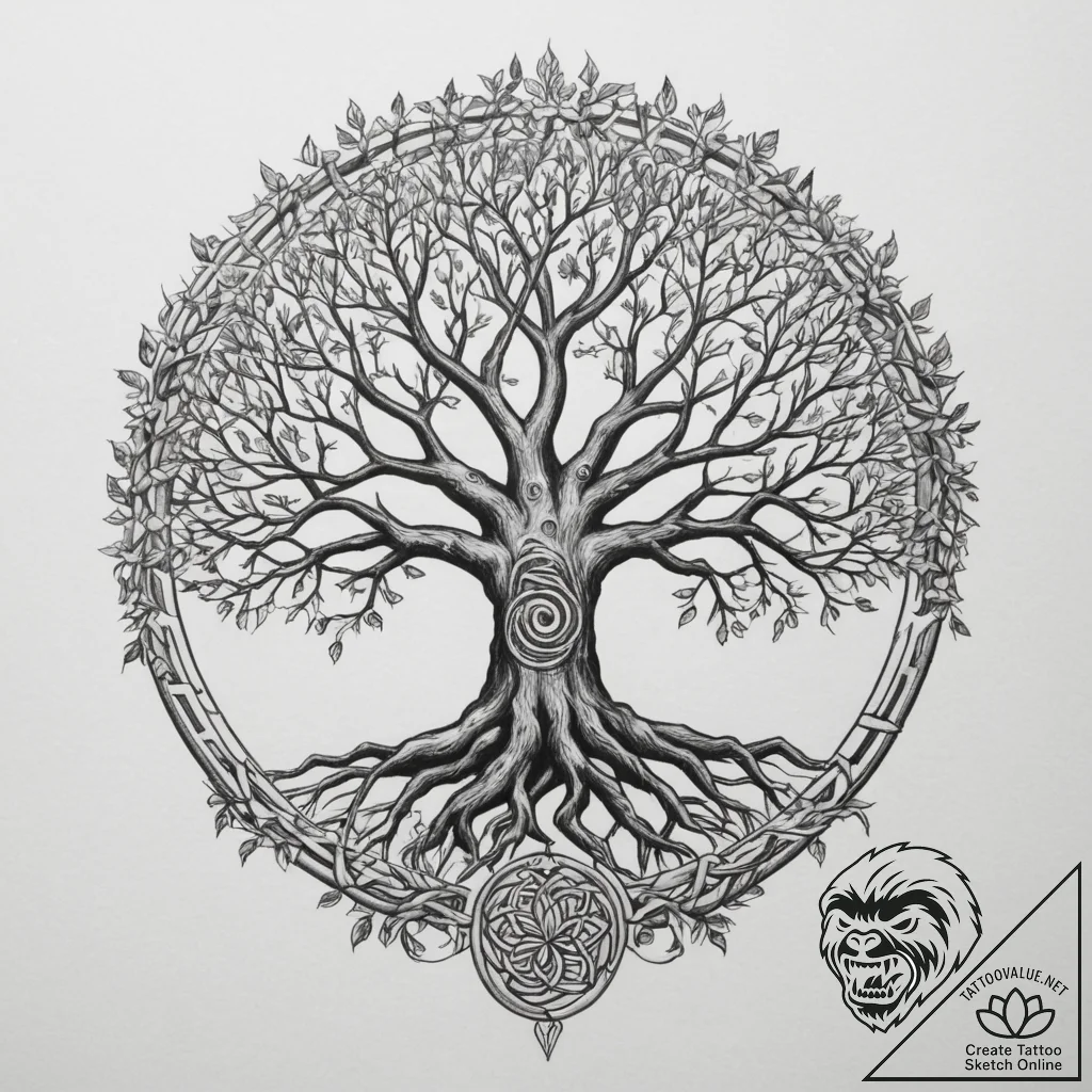 Tattoo design a stylized depiction of the nor... - tattoo sketch (№1755185026_0, 14.08.2025 15:23) — tattoovalue.net