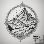 Tattoo sketch a pixelated mountain range with… – tattoo sketch (№1755185428_0, 14.08.2025 15:30) — tattoovalue.net