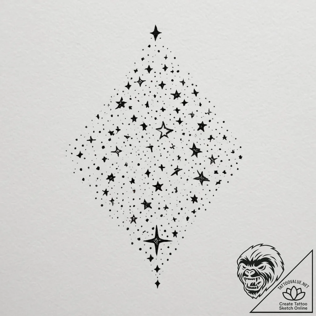 Tattoo design a small cluster of stars, each... - tattoo sketch (№1755185839_0, 14.08.2025 15:37) — tattoovalue.net