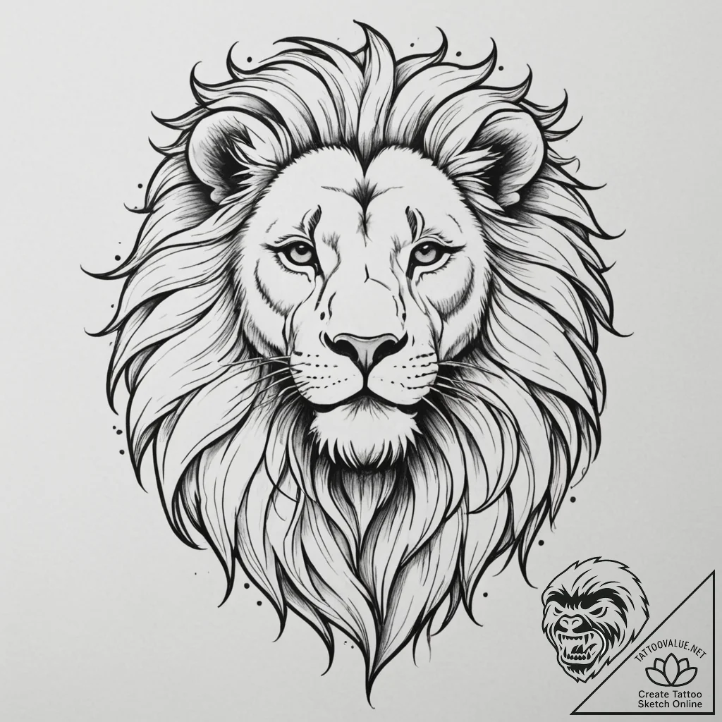 Tattoo sketch a subtle leo lion outline, with... - tattoo sketch (№1755186645_0, 14.08.2025 15:50) — tattoovalue.net