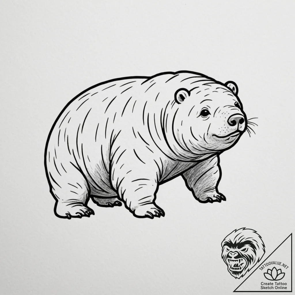 Tardigrade (water bear), tattoo drawing outli... - tattoo sketch (№1755186845_0, 14.08.2025 15:54) — tattoovalue.net