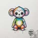 Cheburashka, tattoo line art, vibrant colors,… – tattoo sketch (№1755187289_0, 14.08.2025 16:01) — tattoovalue.net