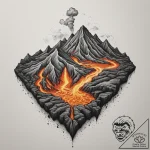 Tattoo sketch a volcanic landscape with glowi… – tattoo sketch (№1755187762_0, 14.08.2025 16:09) — tattoovalue.net