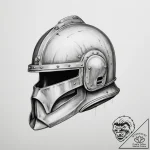 Tattoo sketch a close-up of a battle-worn hel… – tattoo sketch (№1755188572_0, 14.08.2025 16:22) — tattoovalue.net
