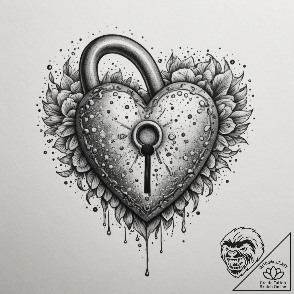 Tattoo design a half-heart lock on one, and a... - tattoo sketch (№1755190248_0, 14.08.2025 16:50) — tattoovalue.net