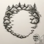 A serene japanese zen garden with raked sand… – tattoo sketch (№1755190652_0, 14.08.2025 16:57) — tattoovalue.net