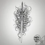 Tattoo design a glitching sword with energy c… – tattoo sketch (№1755192639_0, 14.08.2025 17:30) — tattoovalue.net