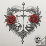 Tattoo sketch libra’s scales with a small, st… – tattoo sketch (№1755193840_0, 14.08.2025 17:50) — tattoovalue.net