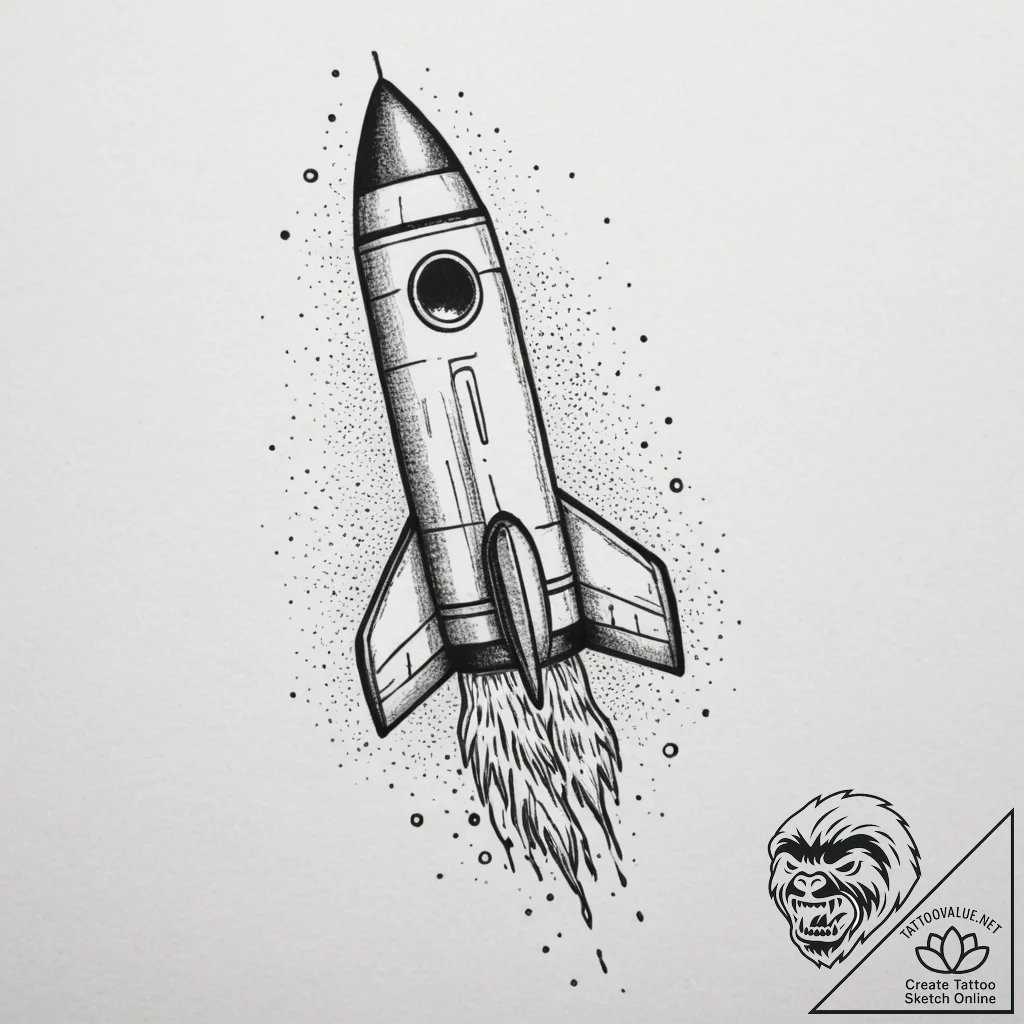 Rocket, tattoo drawing outline, soft whip sha... - tattoo sketch (№1755194040_0, 14.08.2025 17:54) — tattoovalue.net