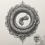 A snake coiled around a crystal, tattoo drawi… – tattoo sketch (№1755194440_0, 14.08.2025 18:00) — tattoovalue.net