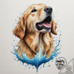 A close-up portrait of a wet golden retriever… – tattoo sketch (№1755196644_0, 14.08.2025 18:37) — tattoovalue.net