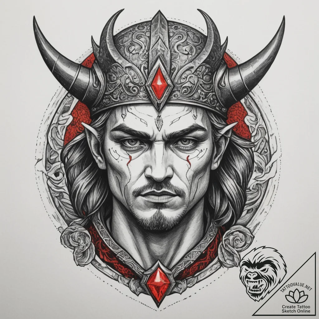 Tattoo design: a portrait of svarog, his face... - tattoo sketch (№1755197045_0, 14.08.2025 18:44) — tattoovalue.net