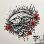 Fish skeleton, tattoo flash sheet design, mut… – tattoo sketch (№1755198242_0, 14.08.2025 19:04) — tattoovalue.net