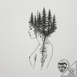 A human silhouette filled with a forest, arti… – tattoo sketch (№1755198441_0, 14.08.2025 19:07) — tattoovalue.net