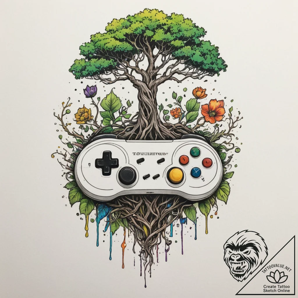Tattoo sketch a classic console controller wi... - tattoo sketch (№1755199436_0, 14.08.2025 19:23) — tattoovalue.net