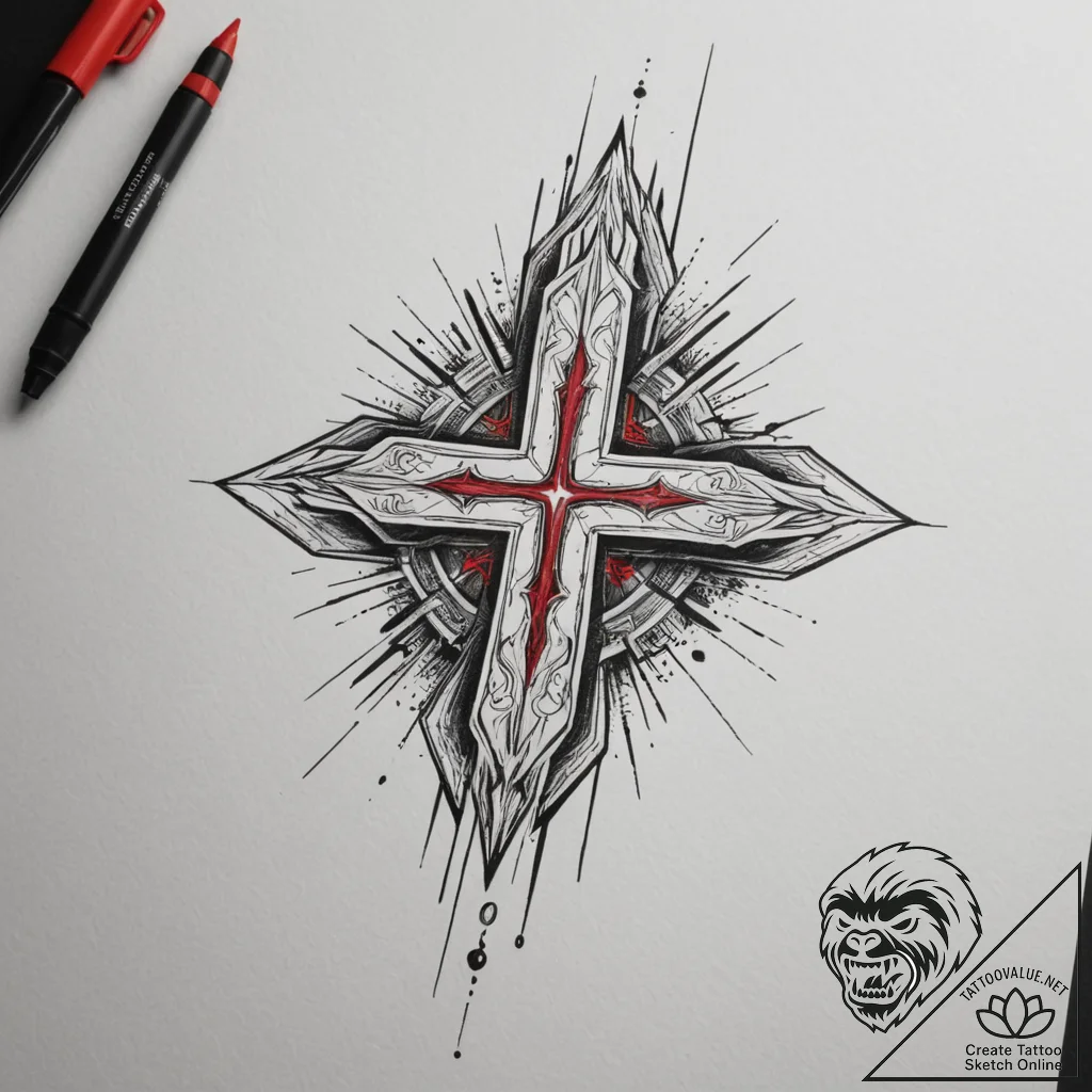 Tattoo design a glowing "hit point" counter i... - tattoo sketch (№1755199635_0, 14.08.2025 19:27) — tattoovalue.net
