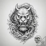 A tengu with a long nose, tattoo drawing outl… – tattoo sketch (№1755200231_0, 14.08.2025 19:37) — tattoovalue.net