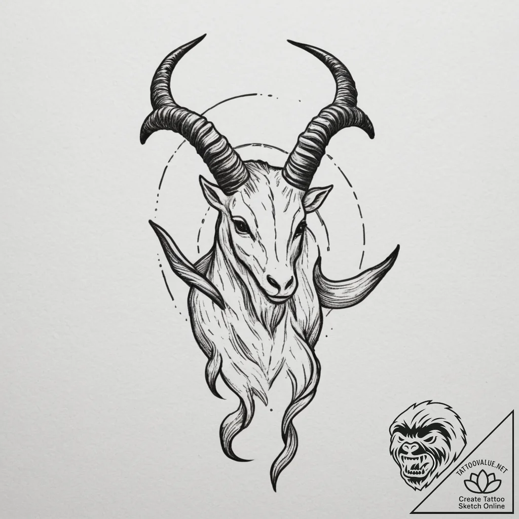 Tattoo design capricorn's glyph, sturdy and s... - tattoo sketch (№1755200625_0, 14.08.2025 19:43) — tattoovalue.net
