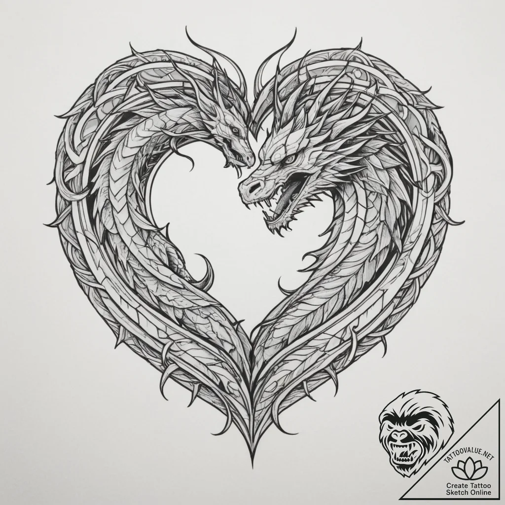 Tattoo sketch a guardian dragon coiled around... - tattoo sketch (№1755201417_0, 14.08.2025 19:56) — tattoovalue.net