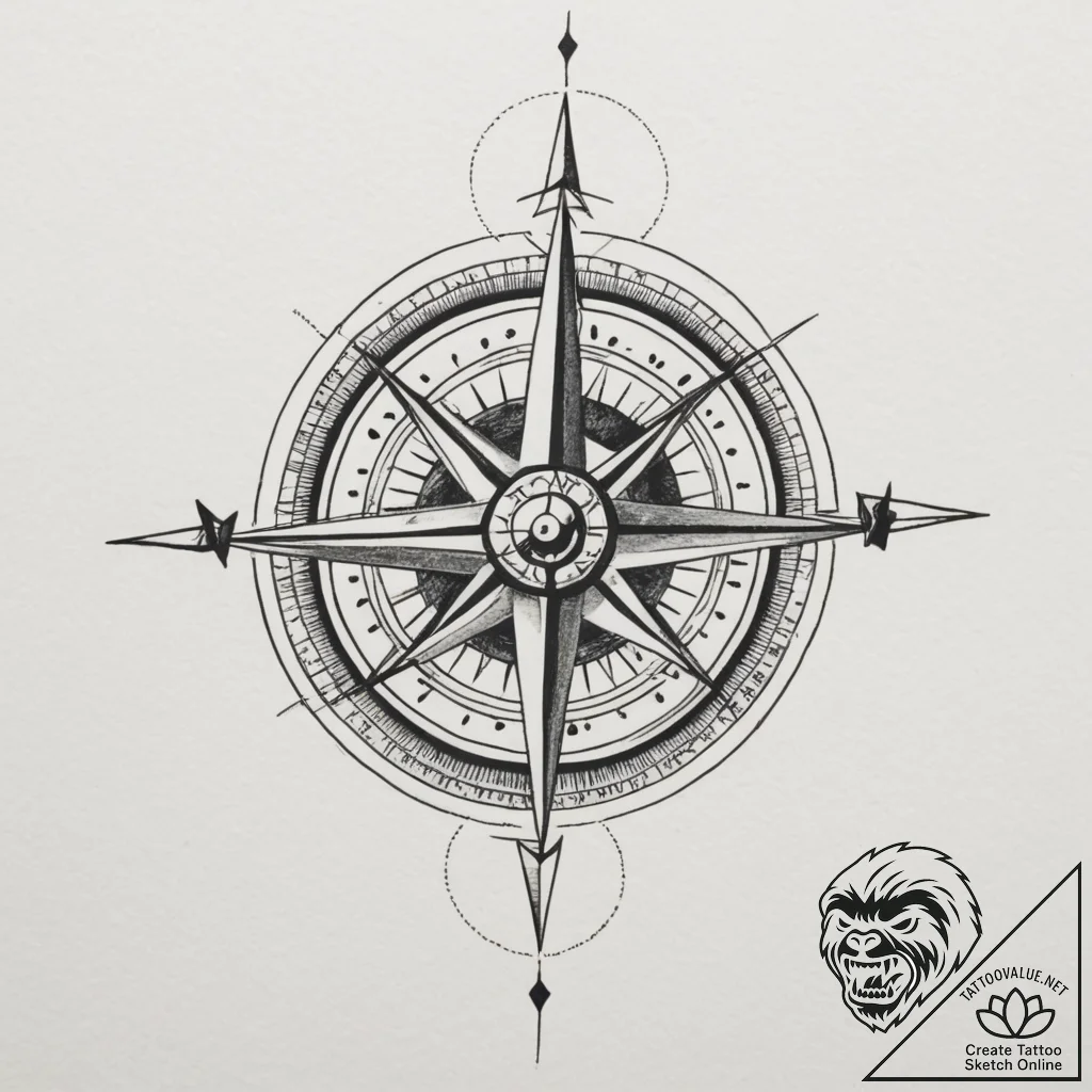 Tattoo sketch two parts of a simple compass t... - tattoo sketch (№1755201616_0, 14.08.2025 20:00) — tattoovalue.net