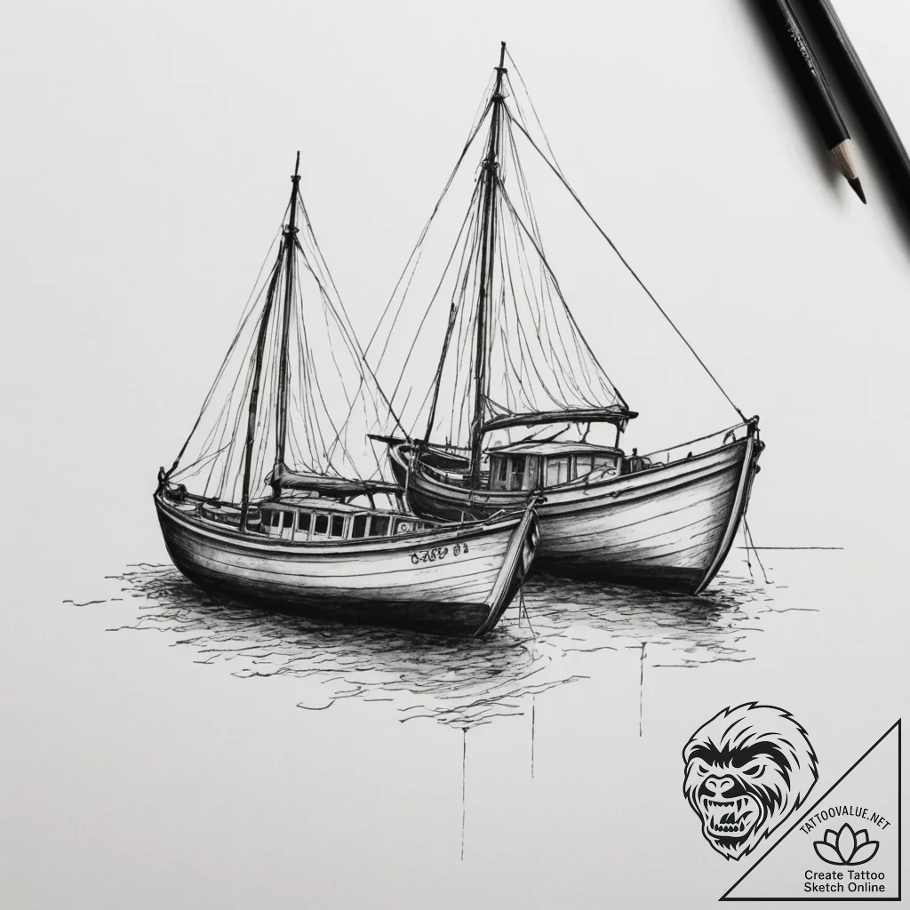 Tattoo sketch two halves of a boat, that comp... - tattoo sketch (№1755203411_0, 14.08.2025 20:30) — tattoovalue.net