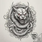 Fenrir breaking his chains, tattoo line art,… – tattoo sketch (№1755204009_0, 14.08.2025 20:40) — tattoovalue.net