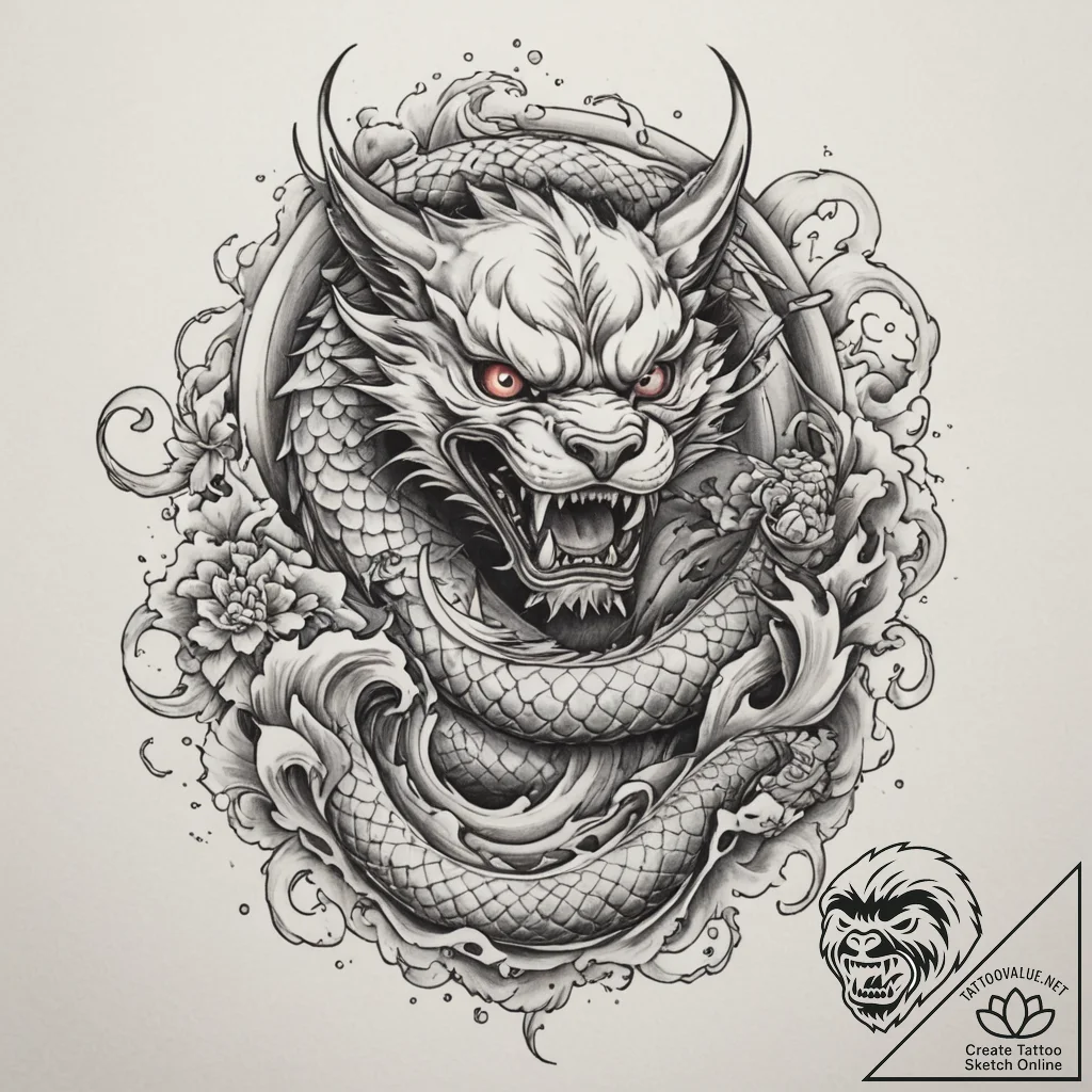Fenrir breaking his chains, tattoo line art,... - tattoo sketch (№1755204009_0, 14.08.2025 20:40) — tattoovalue.net
