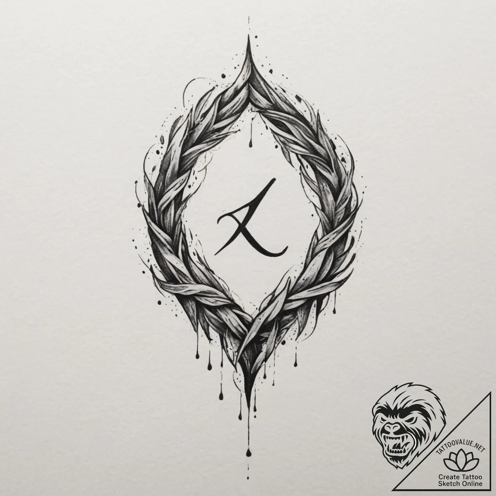 141. tattoo sketch: the rune "potok," its lin... - tattoo sketch (№1755205006_0, 14.08.2025 20:56) — tattoovalue.net
