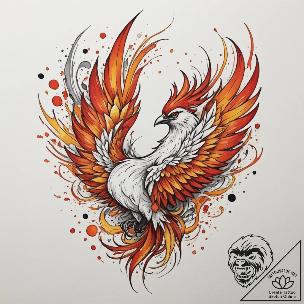 A neo-traditional tattoo design of the firebi... - tattoo sketch (№1755205206_0, 14.08.2025 21:00) — tattoovalue.net