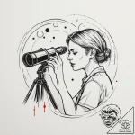 A person looking through a telescope at the n… – tattoo sketch (№1755206201_0, 14.08.2025 21:16) — tattoovalue.net