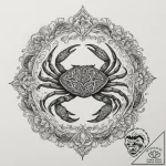 Cancer (animal/sign), tattoo line art, orname… – tattoo sketch (№1755206801_0, 14.08.2025 21:26) — tattoovalue.net
