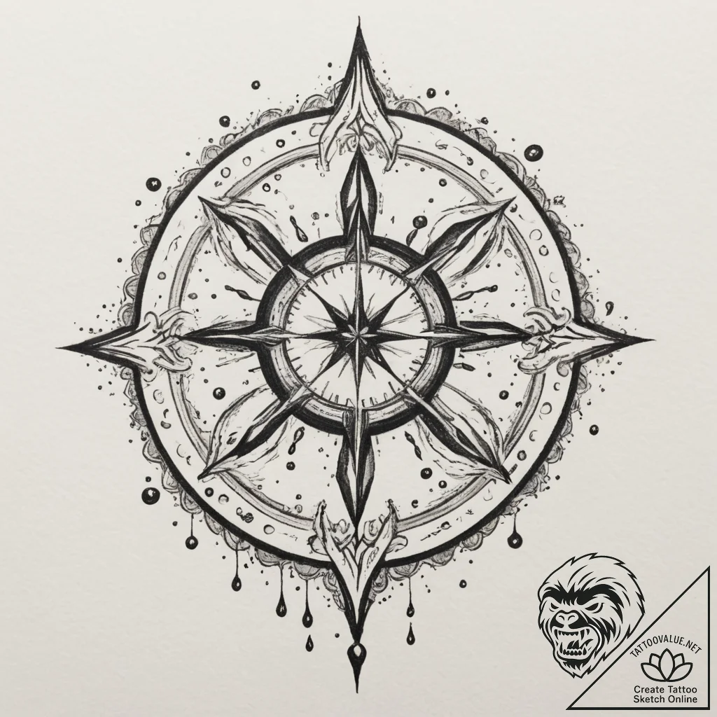 Tattoo sketch a zodiac symbol with water drop... - tattoo sketch (№1755206998_0, 14.08.2025 21:29) — tattoovalue.net