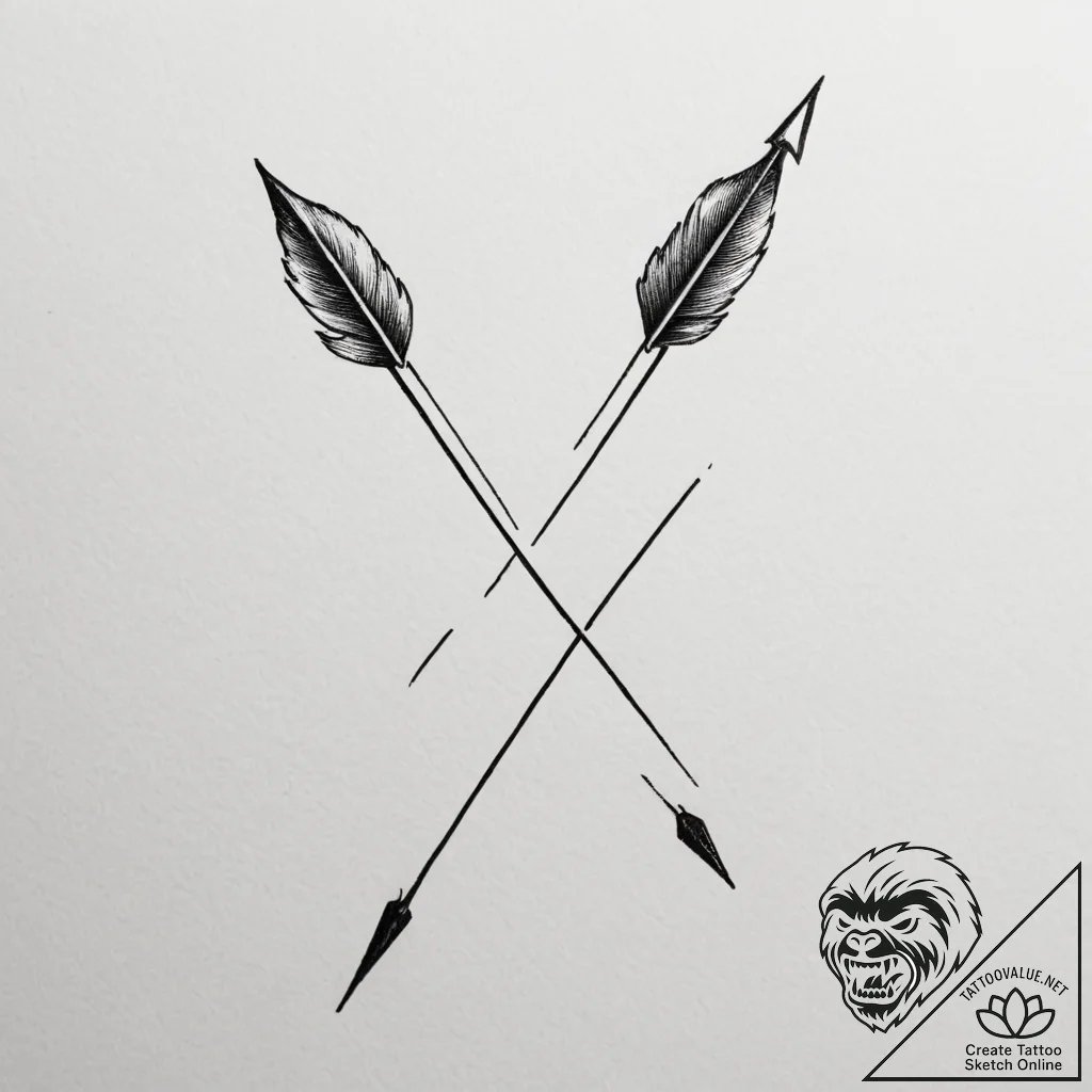Tattoo design a single, sharp arrow pointing... - tattoo sketch (№1755207597_0, 14.08.2025 21:39) — tattoovalue.net