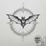 The bat-signal in the sky, tattoo line art, o… – tattoo sketch (№1755207803_0, 14.08.2025 21:43) — tattoovalue.net