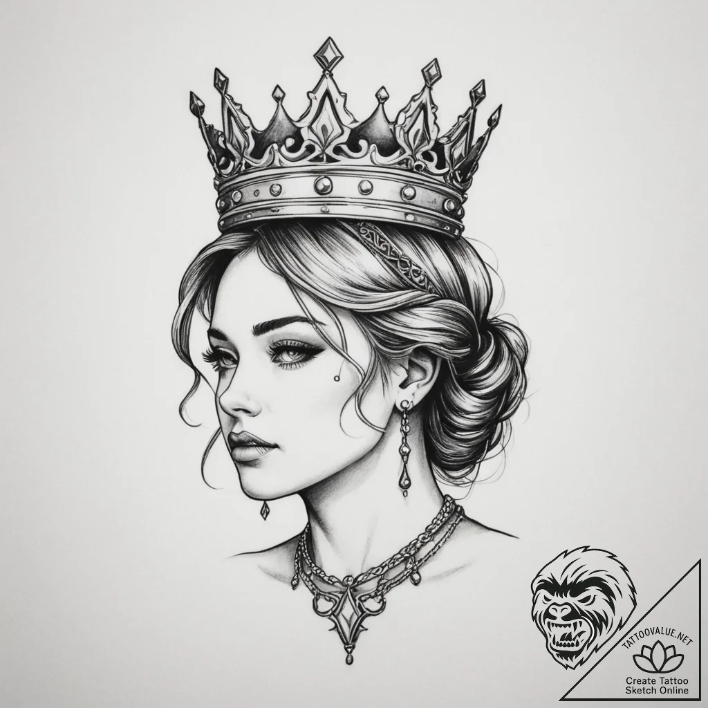 Tattoo design 'player 1' with a crown above i... - tattoo sketch (№1755209822_0, 14.08.2025 22:17) — tattoovalue.net