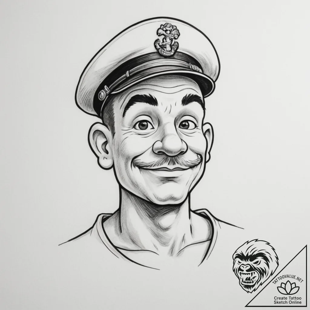 Popeye the sailor - tattoo sketch (№1755210430_0, 14.08.2025 22:27) — tattoovalue.net