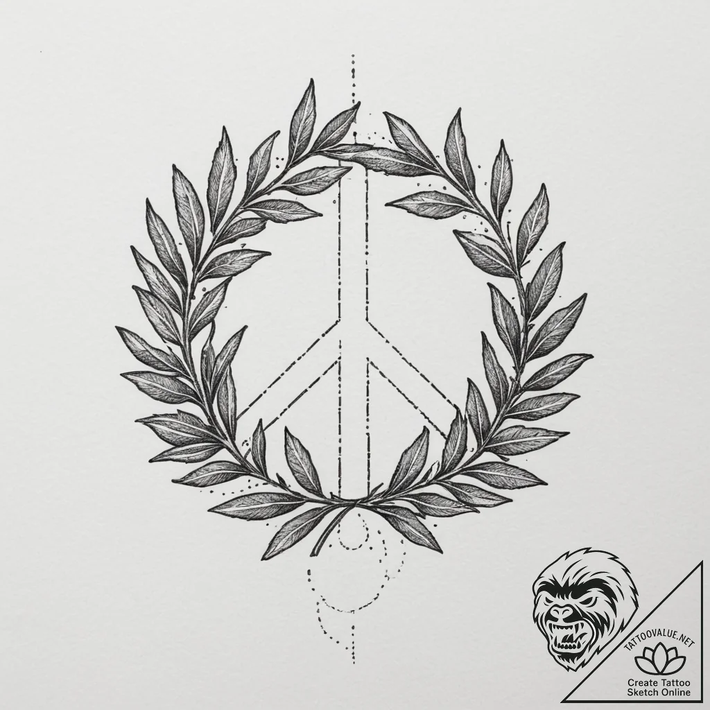 Tattoo sketch an olive branch symbolizing pea... - tattoo sketch (№1755211033_0, 14.08.2025 22:37) — tattoovalue.net