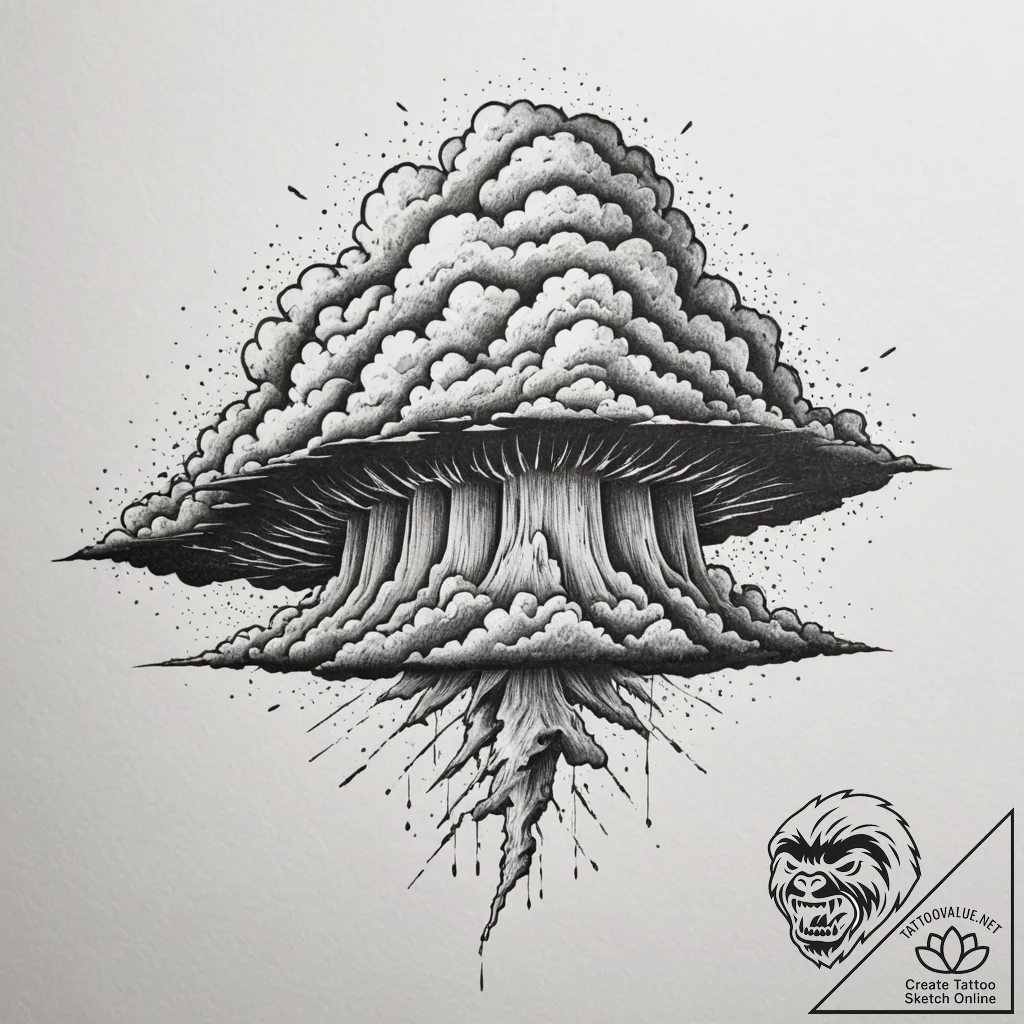 A dramatic wide shot of a supercell thunderst... - tattoo sketch (№1755212431_0, 14.08.2025 23:00) — tattoovalue.net