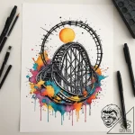 Rollercoaster, tattoo flash sheet design, wat… – tattoo sketch (№1755212841_0, 14.08.2025 23:07) — tattoovalue.net