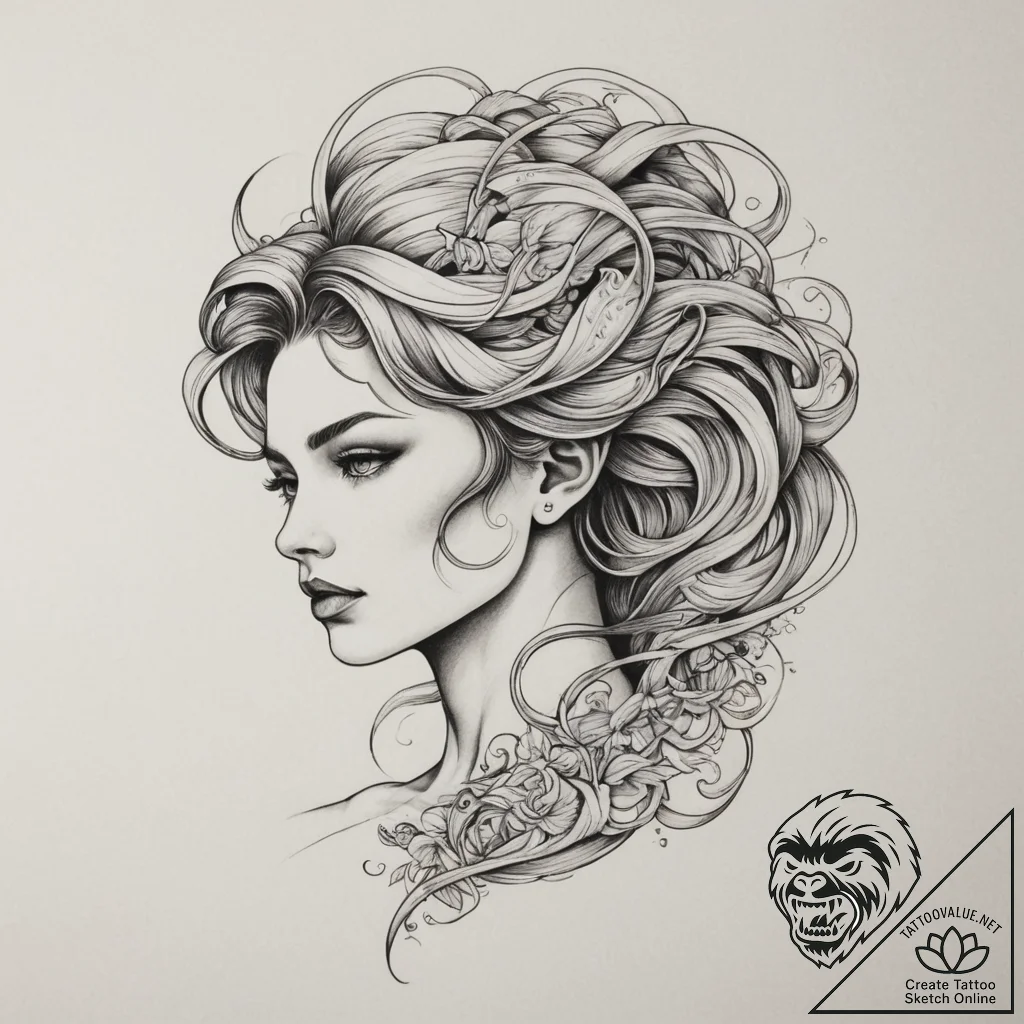 Tattoo design a cosmic swirl that subtly form... - tattoo sketch (№1755213843_0, 14.08.2025 23:24) — tattoovalue.net