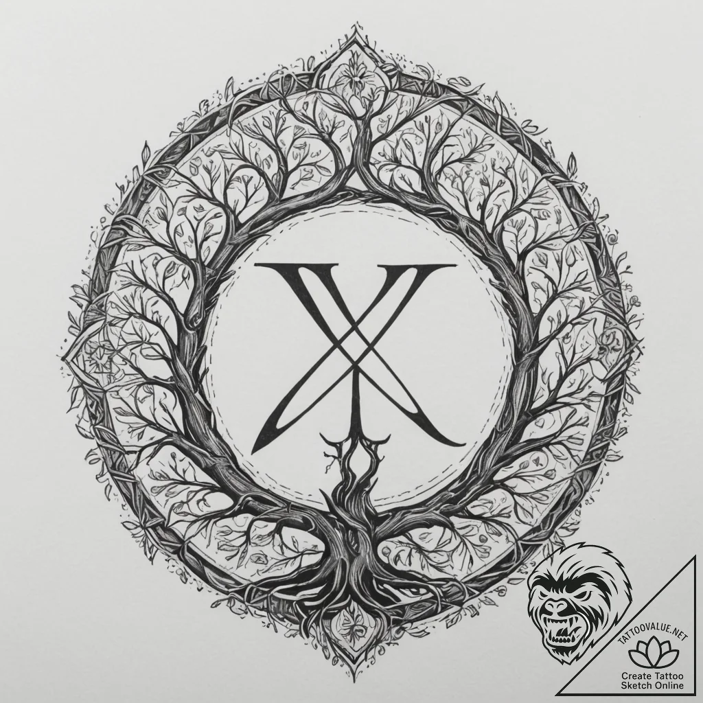 69. tattoo design: a "alatyr" rune appearing... - tattoo sketch (№1755214240_0, 14.08.2025 23:30) — tattoovalue.net